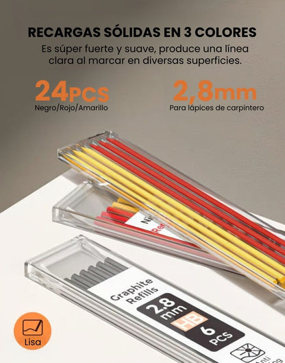 Juego de 24 lápices resistentes para construcción y carpintería