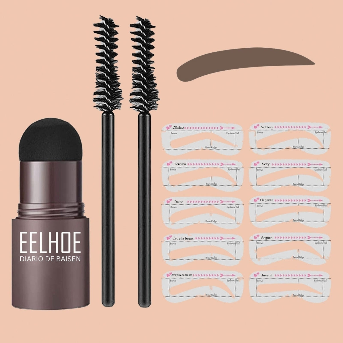 1+1 GRATIS | Sello para cejas + 10 plantillas y 2 pinceles para cejas