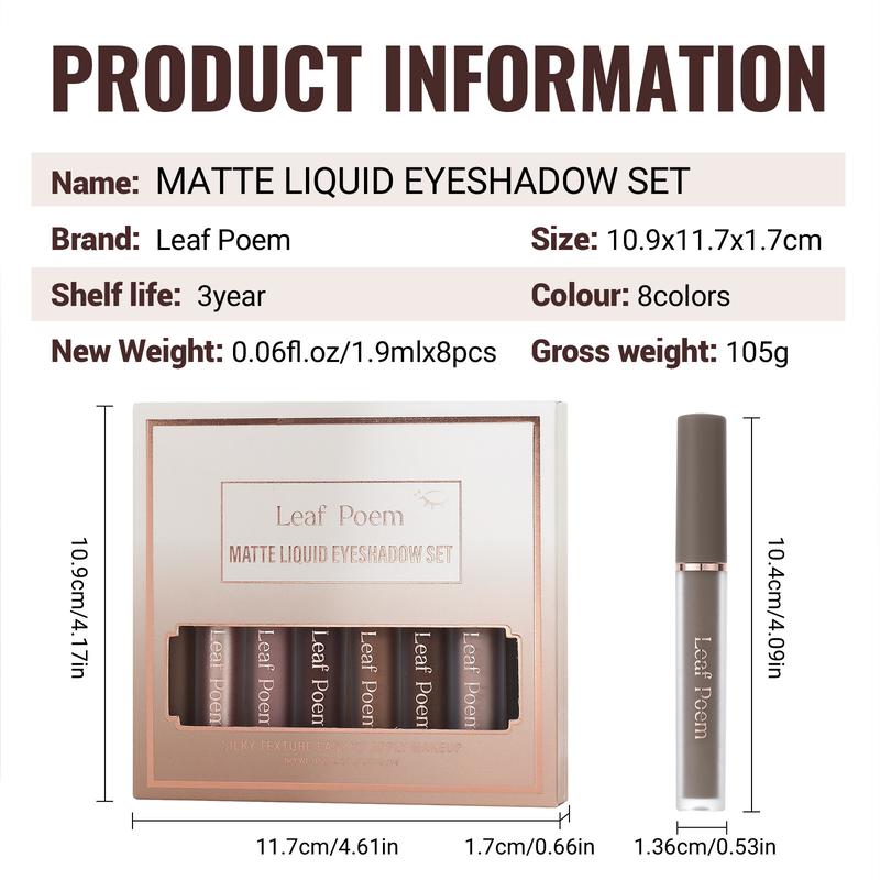 Definición de Ojos – 8 Colores de Sombra de Ojos Líquida Mate e Impermeable