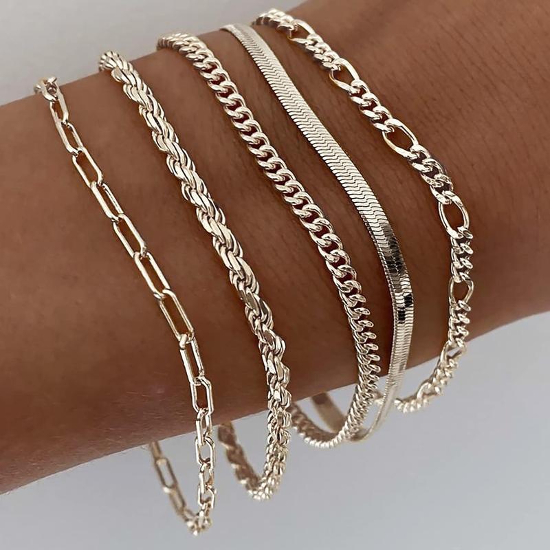 Pulseras Tewiky para mujer, conjuntos de joyas para mujer, pulseras de cadena con clip de papel, finas, apilables y de eslabones cubanos, accesorios de moda, regalos para mujer, joyería maximalista.