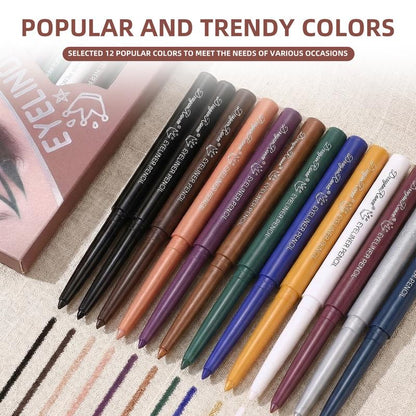 Colores Resistentes Set de 12 Lápices Delineadores de Ojos Impermeables