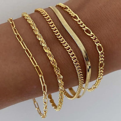 Pulseras Tewiky para mujer, conjuntos de joyas para mujer, pulseras de cadena con clip de papel, finas, apilables y de eslabones cubanos, accesorios de moda, regalos para mujer, joyería maximalista.