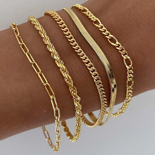 Pulseras Tewiky para mujer, conjuntos de joyas para mujer, pulseras de cadena con clip de papel, finas, apilables y de eslabones cubanos, accesorios de moda, regalos para mujer, joyería maximalista.
