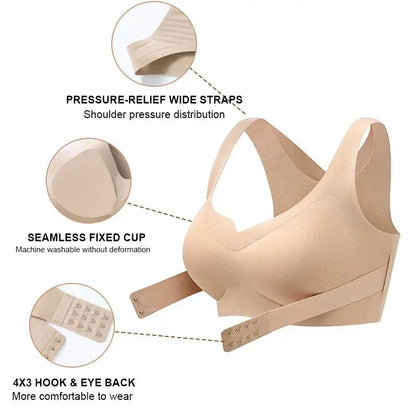 Sujetador corrector de postura 2 en 1: faja moldeadora de soporte para aliviar el dolor de espalda y brindar soporte a los hombros. Ropa interior femenina sin costuras, con soporte ajustable para espalda y hombros.