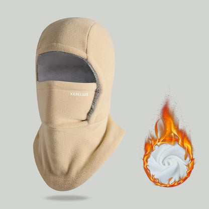 Gorro y mascarilla 2 en 1 para invierno - Resistente al viento, forro polar grueso para ciclismo, correr y esquiar, lavable a máquina, negro
