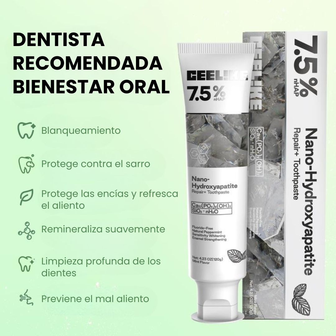 (1+1 GRATIS) Pasta dental con hidroxiapatita sin flúor | Repara el esmalte y refresca el aliento | Suave sabor a menta