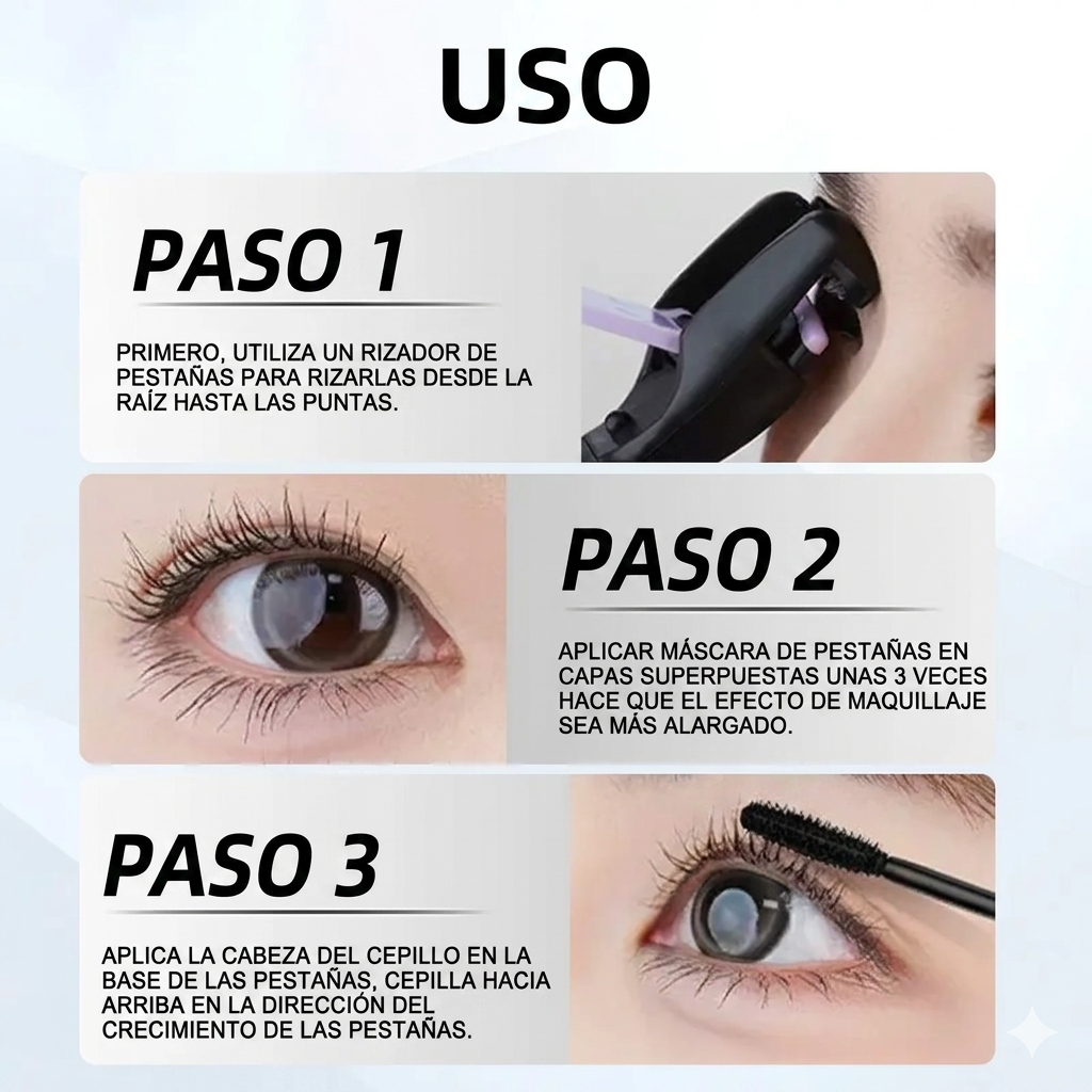 Máscara de Pestañas GECOMO Waterproof – Volumen Definido y Larga Duración (24h)