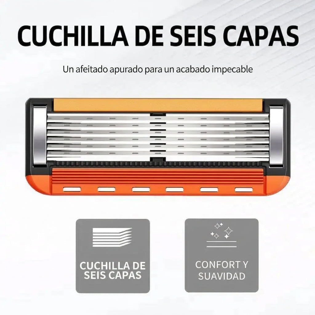 Afeitado Cómodo Kit Maquinilla Cabezal Giratorio Antideslizante
