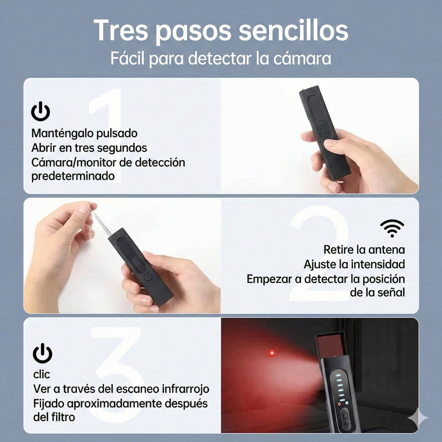 Detector de cámaras ocultas y GPS - Portátil