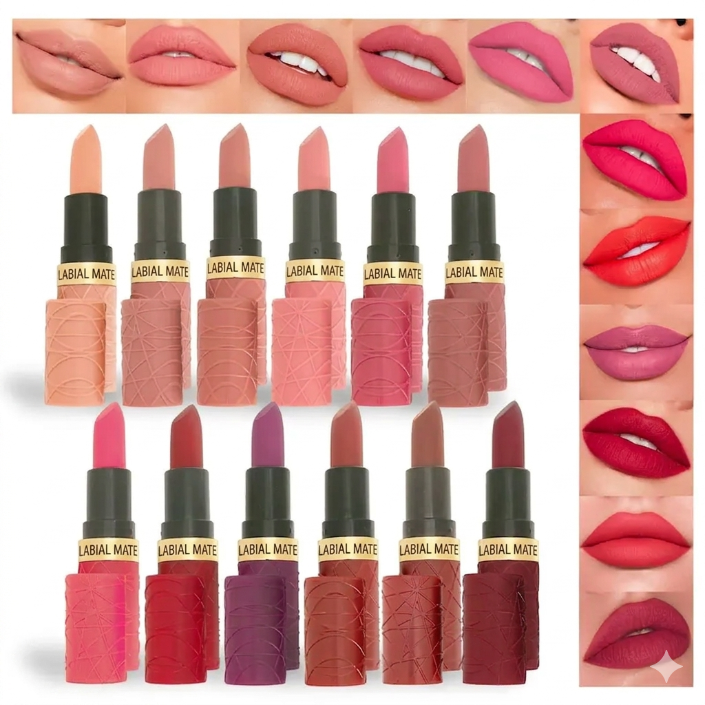 Color Duradero Set de Labiales Mate Hidratantes Suaves 6 Piezas