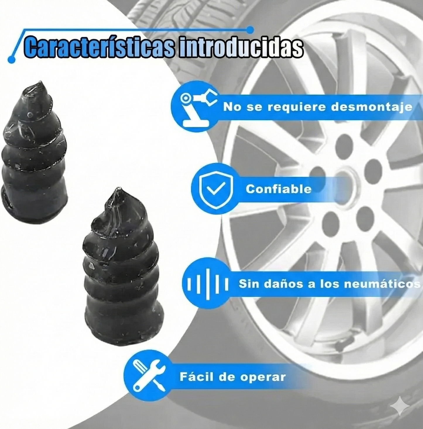 60 unidades - Clavos de goma para reparación de neumáticos