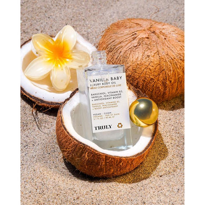 Aceite corporal de lujo Vanilla Baby - Aroma cálido a caramelo de vainilla
