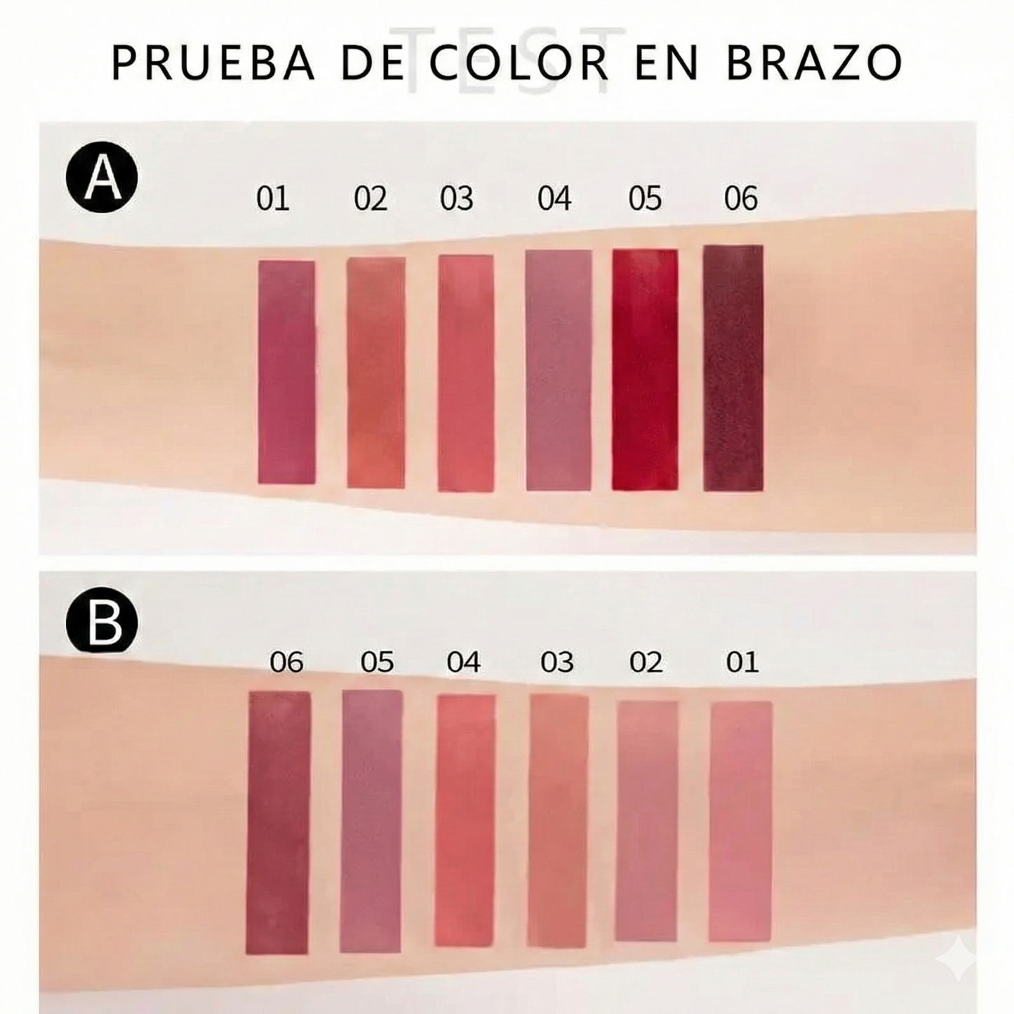 6 piezas - Set de brillo labial mate de larga duración