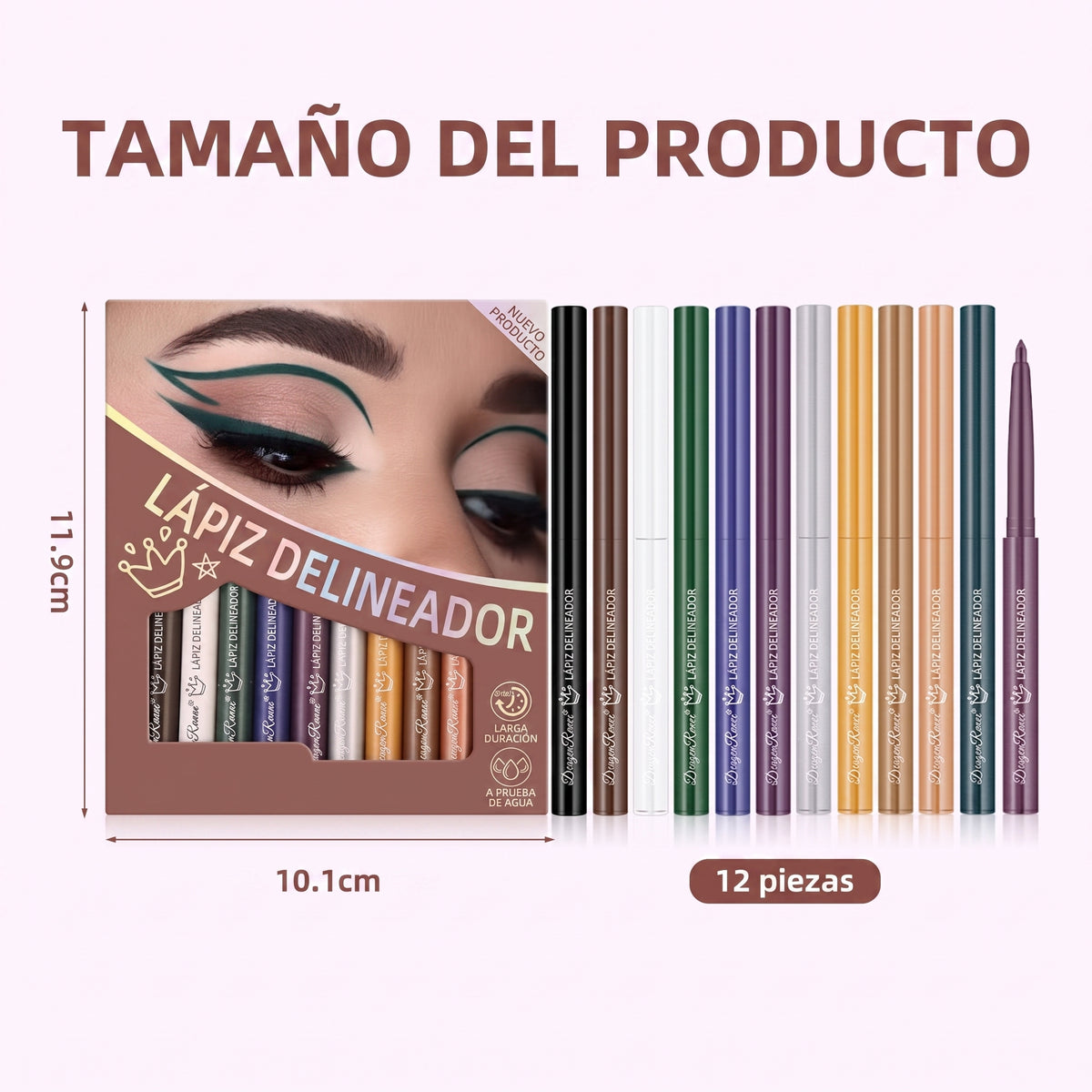 Colores Resistentes Set de 12 Lápices Delineadores de Ojos Impermeables