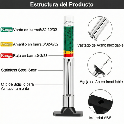 Medidor de profundidad de la banda de rodadura de neumáticos de coche (2 unidades)