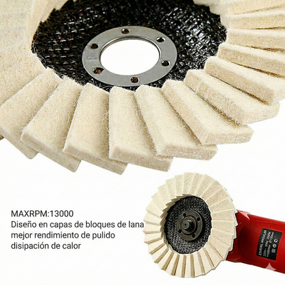 Juego de ruedas de pulido de lana - 3 piezas