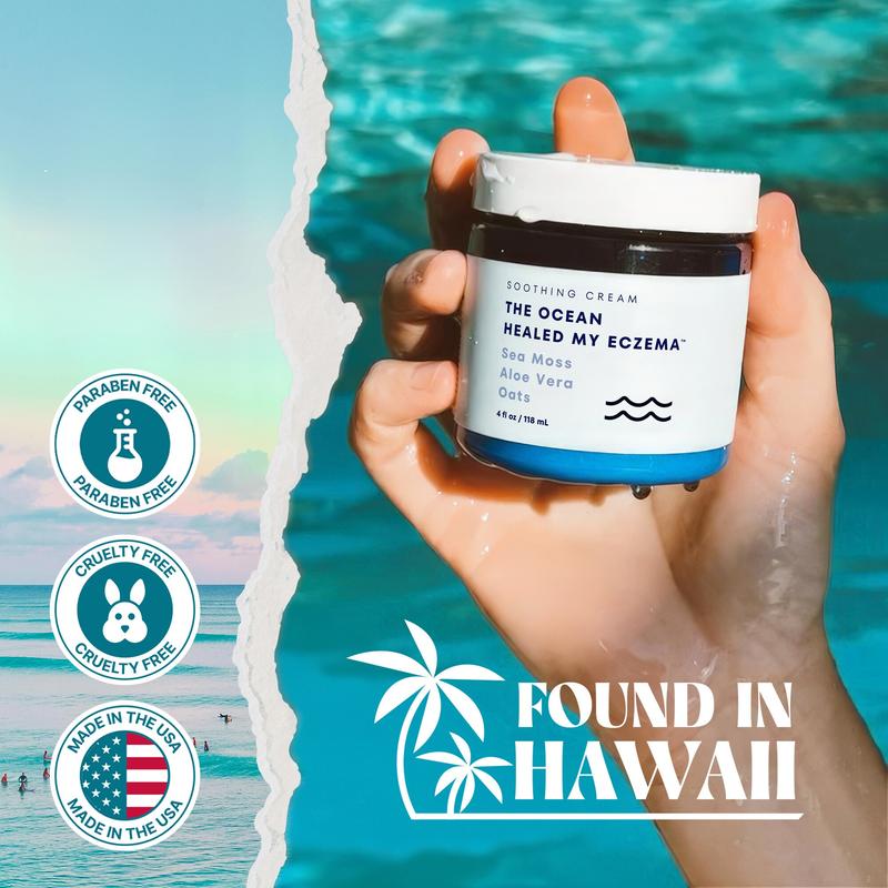Crema calmante natural con musgo marino y avena - Alivio del eccema y la psoriasis - Minerales oceánicos - Para piel sensible - Crema hidratante para el eccema y la piel seca