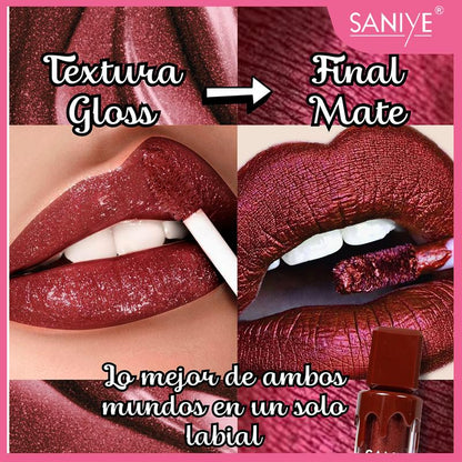 Labial Líquido Brillo Duradero con Glitter Alta Pigmentación