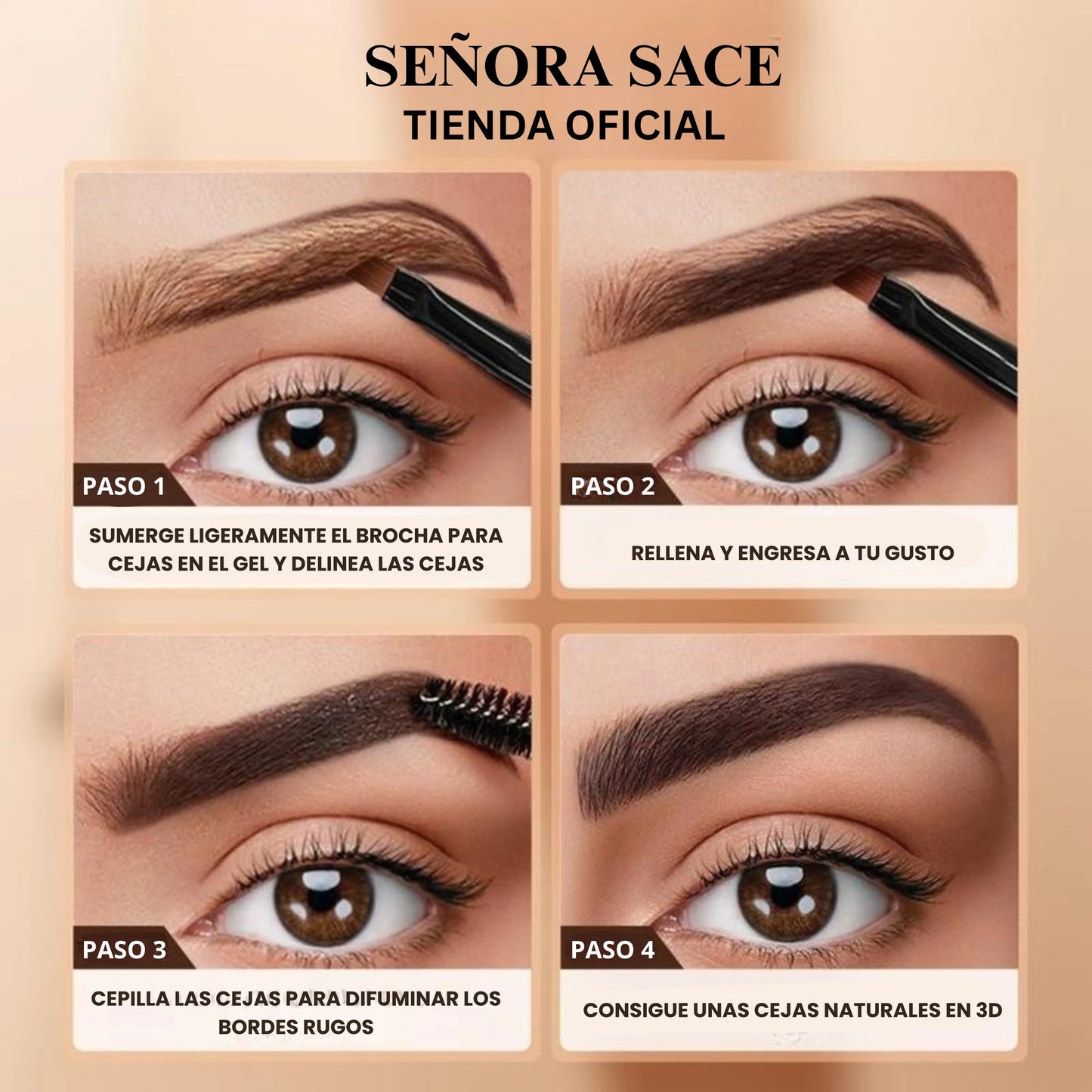 Kit de maquillaje en crema para cejas SACE LADY 3D, gel para cejas de 6 ml, resistente al agua y a las manchas, con efecto duradero 24 h
