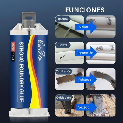 Pegamento para fundición mejorado, pegamento para reparación de metales, pegamento para reparación de fundición, relleno de soldadura de metal líquido resistente a altas temperaturas para defectos de fundición de metal, pegamento AB nuevo semi
