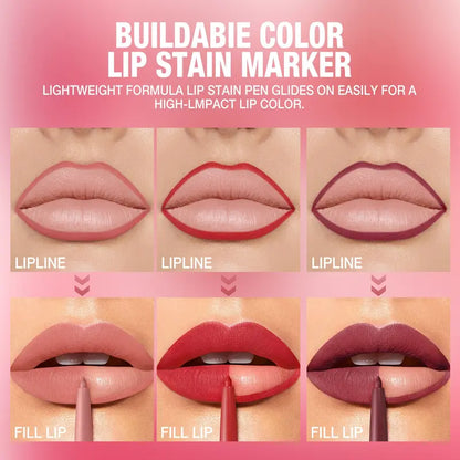 Paquete de 12 - Definición Precisa Lápiz de Labios Mate Textura Suave Impermeable
