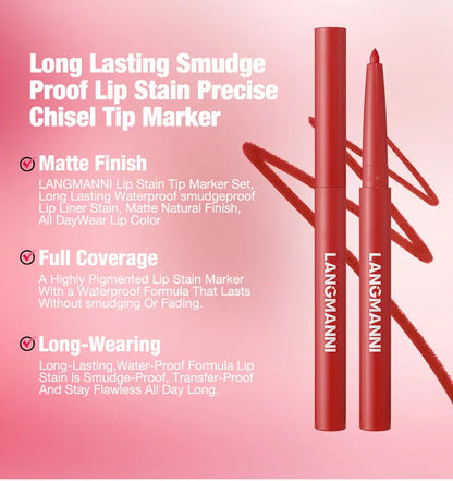 Paquete de 12 - Definición Precisa Lápiz de Labios Mate Textura Suave Impermeable