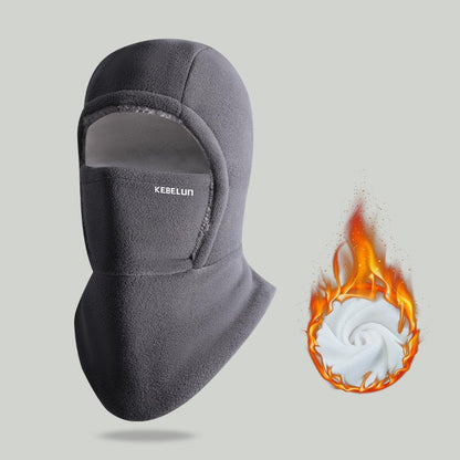 Gorro y mascarilla 2 en 1 para invierno - Resistente al viento, forro polar grueso para ciclismo, correr y esquiar, lavable a máquina, negro