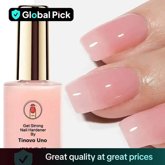 Tinovo Uno 12ML - Fortalecedor de uñas, esmalte en gel LED rosa natural, secado rápido y acabado brillante de larga duración, solución suave para el cuidado de uñas débiles y delgadas, cosmético.