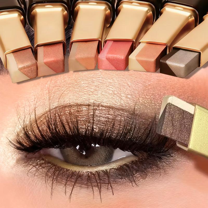 Barra de maquillaje para ojos mate, bicolor, resistente al agua y de larga duración