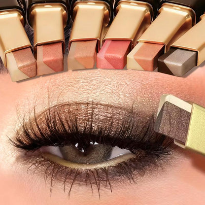 Barra de maquillaje para ojos mate, bicolor, resistente al agua y de larga duración