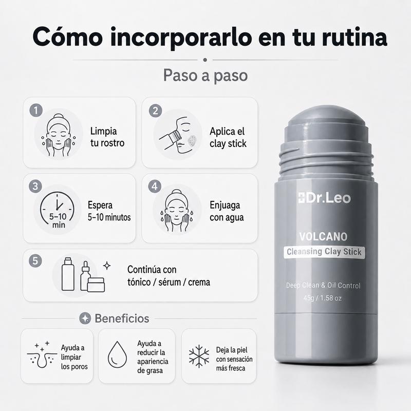Limpieza Profunda Stick de Arcilla Volcánica con Carbón Activado