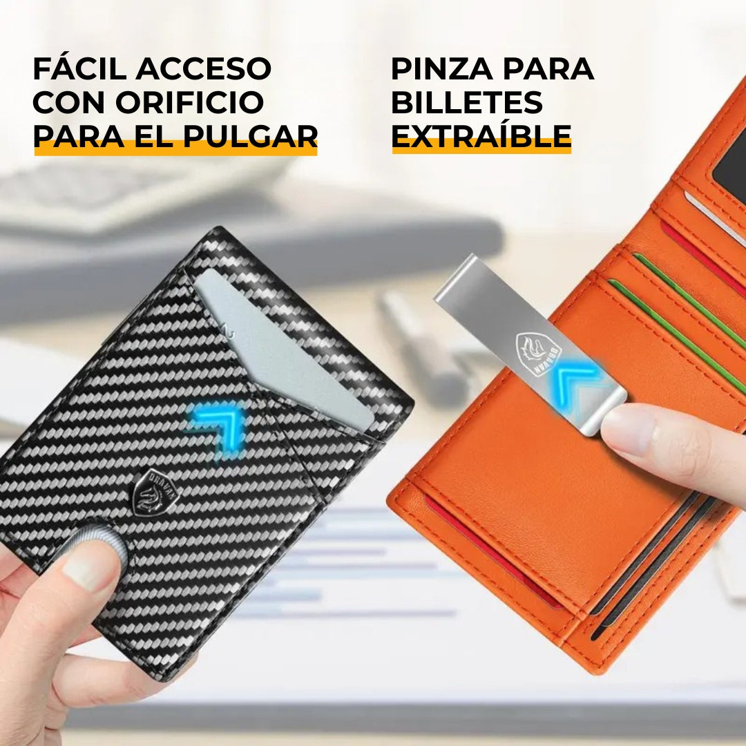 Cartera de cuero ultradelgada antirrobo RFID