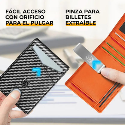 Cartera de cuero ultradelgada antirrobo RFID