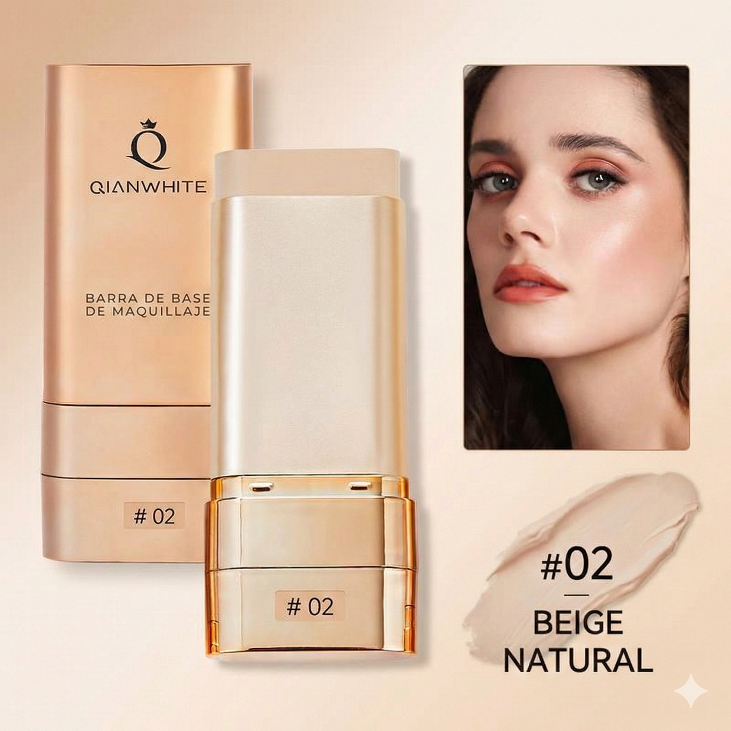 Base de maquillaje en barra de doble extremo - Brocha incorporada