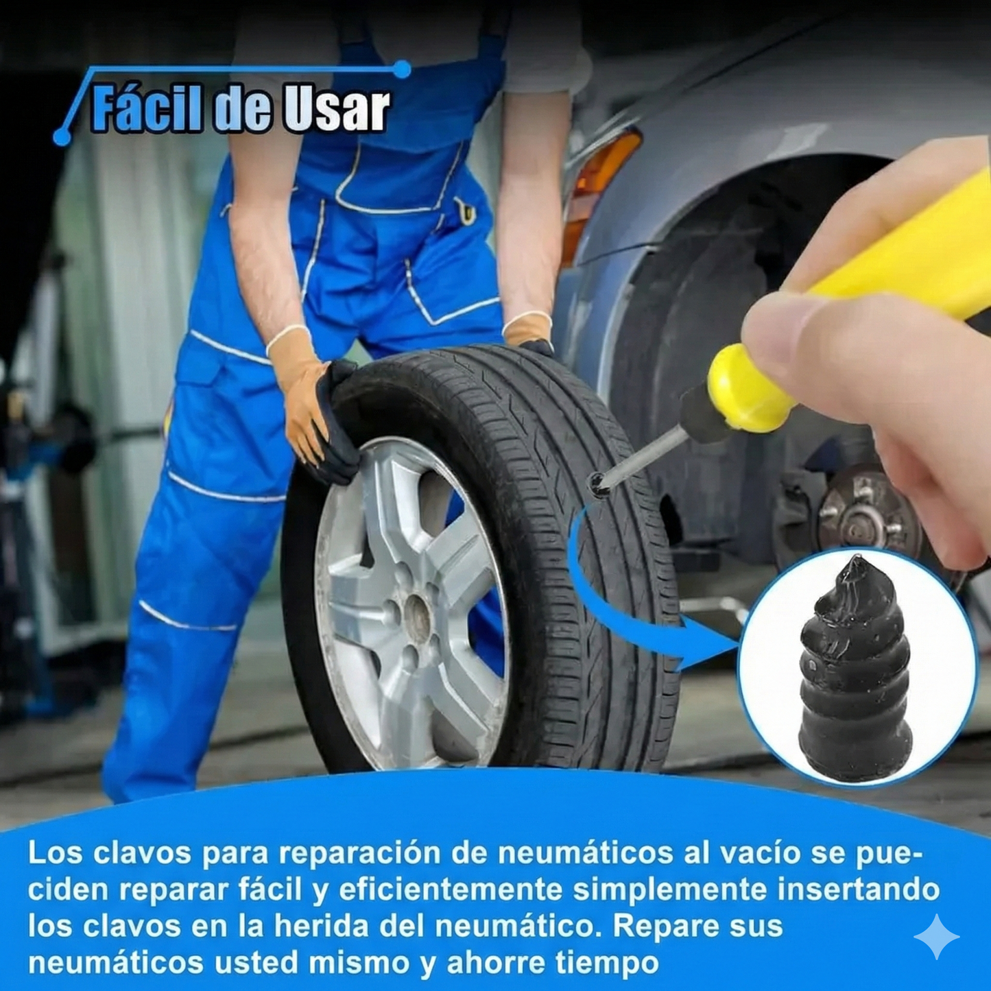 60 unidades - Clavos de goma para reparación de neumáticos