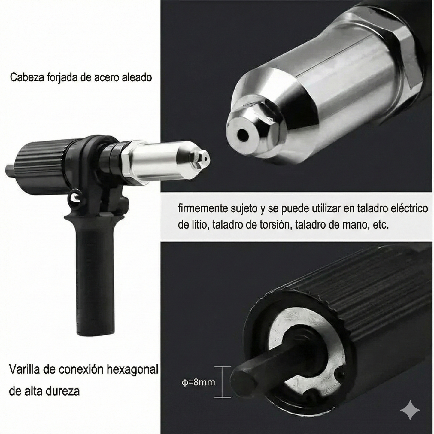 Adaptador para remachadora eléctrica de tuercas - para taladros
