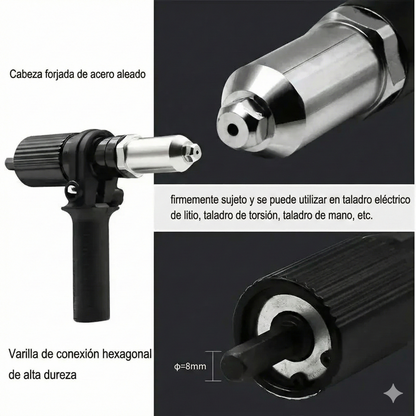 Adaptador para remachadora eléctrica de tuercas - para taladros