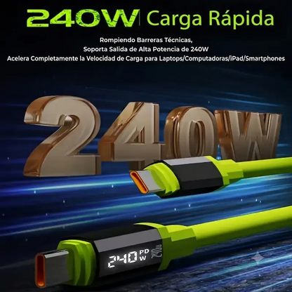 Carga Rápida Cable 240W Compatible Apple y Type-C Smartphone