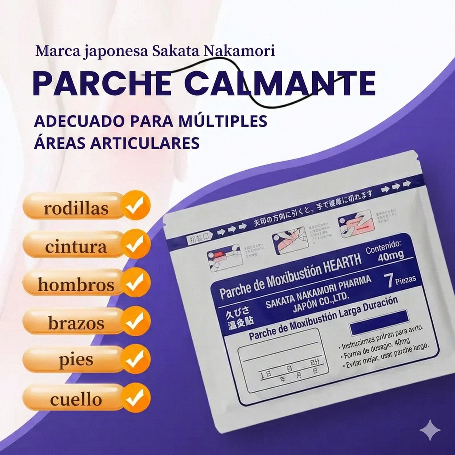 7 unidades - Parches térmicos a base de hierbas