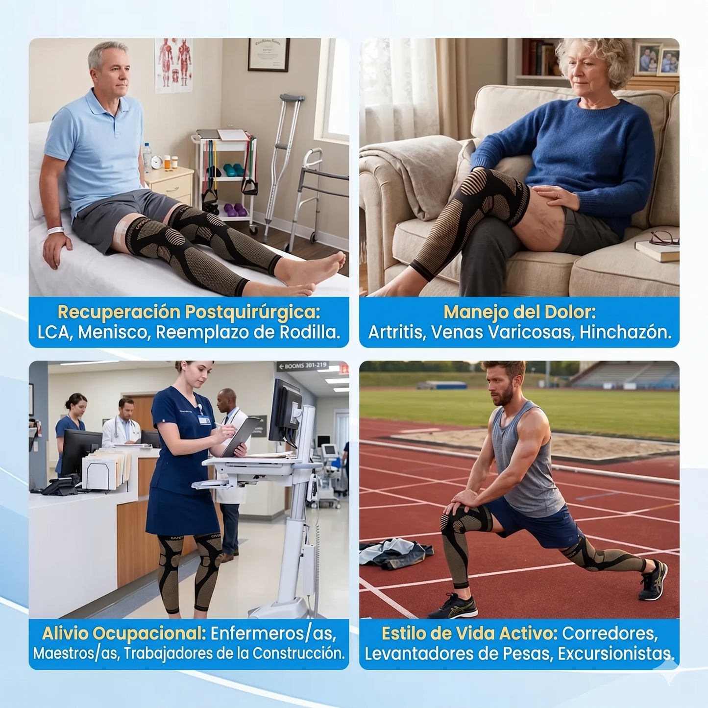 Soporte de Compresión para Piernas con Cobre UGEM 20-30mmHg
