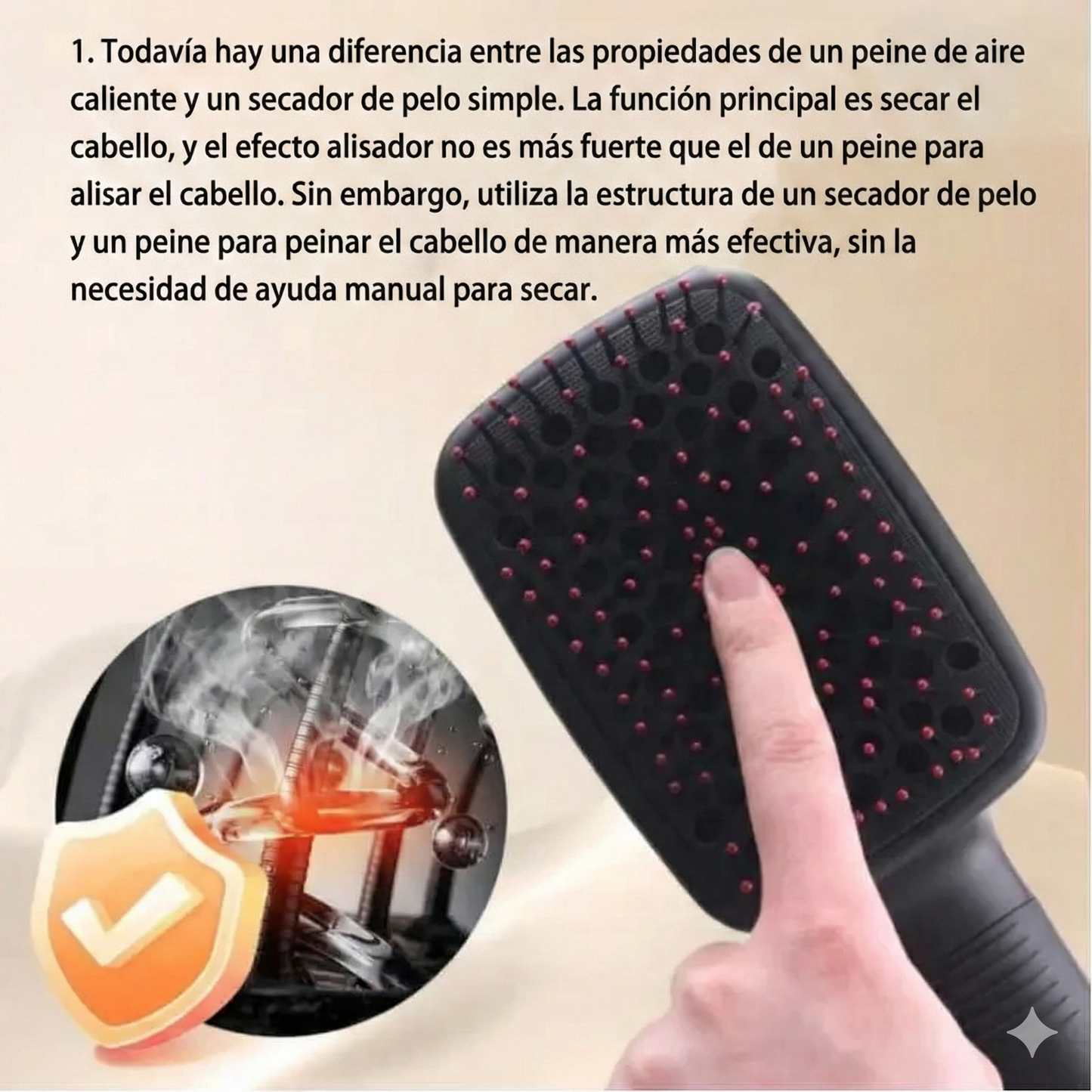 Peine secador de pelo multifuncional - 2 en 1