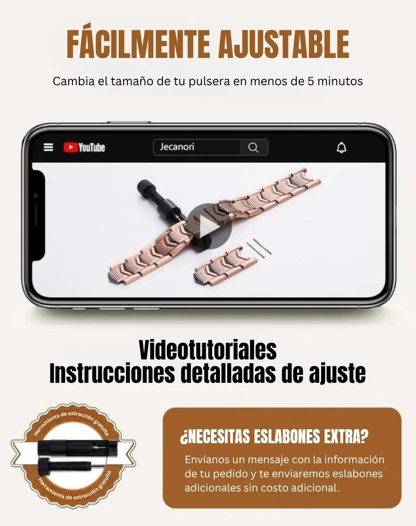 Pulsera de cobre Jecanori para hombre - Cierre plegable premium Outdoorfun