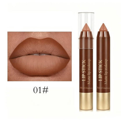 Set de Lápices de Labios Mate en Tonos Nude y Marrón con Hidratación y Larga Duración