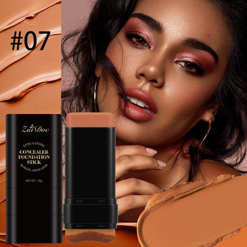 Base de maquillaje luminosa de doble punta con brochas incorporadas.