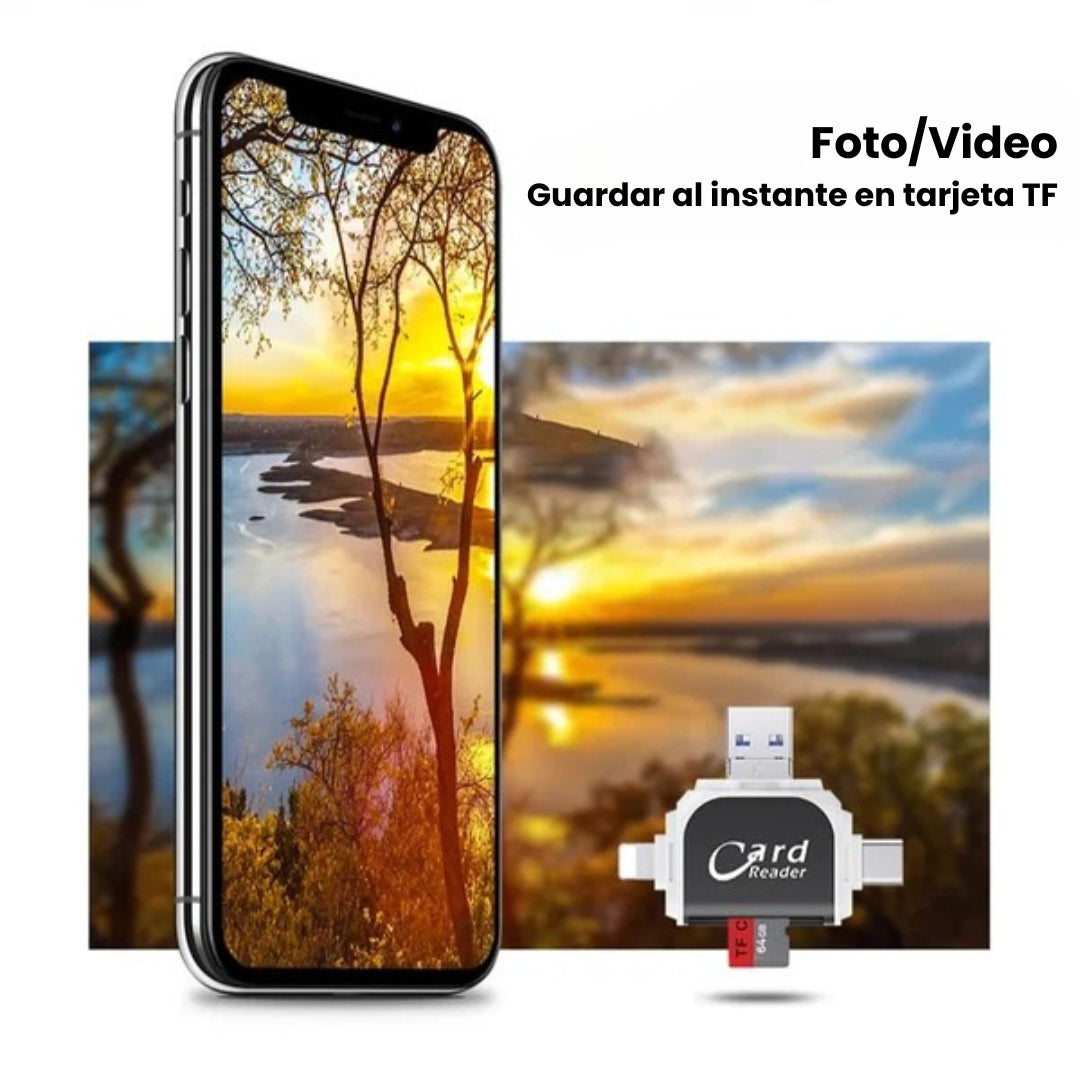 Lector de tarjetas SD/TF universal 4 en 1 con múltiples puertos