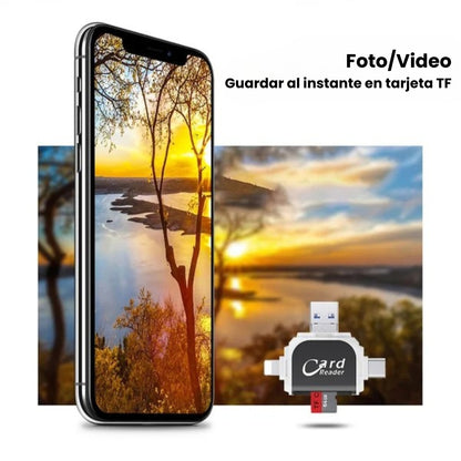 Lector de tarjetas SD/TF universal 4 en 1 con múltiples puertos