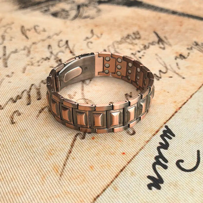 Pulsera de cobre Jecanori para hombre, brazalete único con cierre plegable, herramienta de ajuste y caja de regalo.