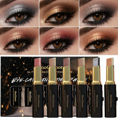 Barra de maquillaje para ojos mate, bicolor, resistente al agua y de larga duración