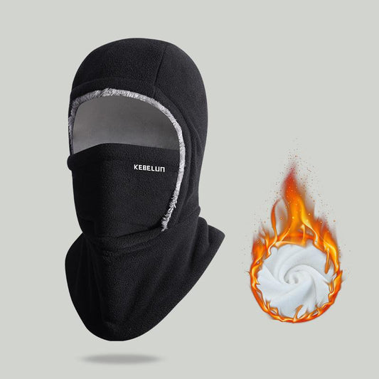 Gorro y mascarilla 2 en 1 para invierno - Resistente al viento, forro polar grueso para ciclismo, correr y esquiar, lavable a máquina, negro