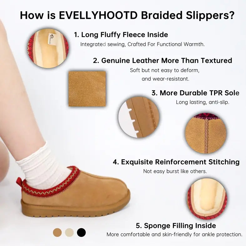 Zapatillas de ante trenzadas para mujer, para exteriores, con plataforma, forro de piel esponjosa, botines cortos para otoño e invierno, zapatos cálidos para caminar